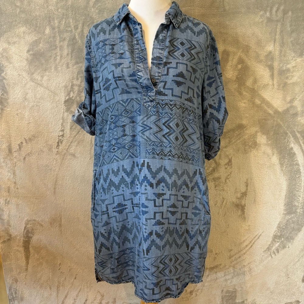 Philosophy Aztec Tribal Jean Midi Chevron Dress Sz S